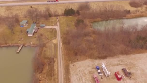 Aerial Drone Footage Illinois Department Transportation Employees Located Rural Salem — Stok Video