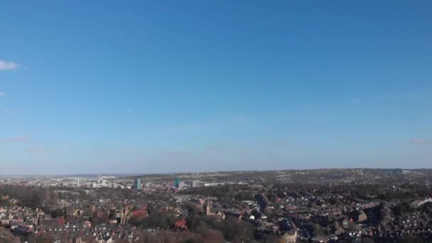 Sheffield City Drone Aerial Shot Landscape Blue Summer Sky — Stok video