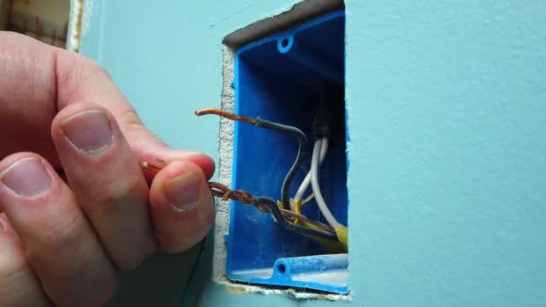 Connecting Wires Twisting Few Wire Nuts Light Switch Install — 비디오