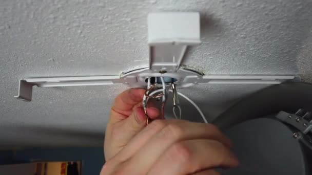 Twisting Few Wire Nuts Together Connecting Wires New Led Light — Wideo stockowe