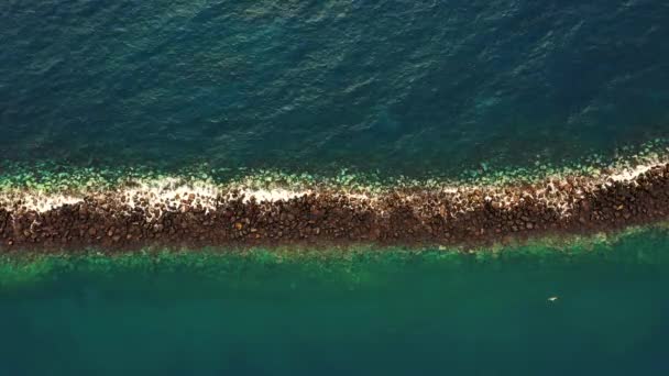 Top Aerial Shot Stunning Seascape Turqouise Water Tenerife — Wideo stockowe