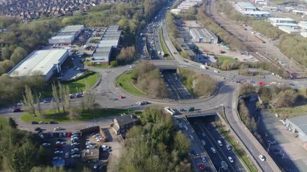 Imágenes Aéreas Una Gran Sección Autopista Cercanías Autopista Durante Congestión — Vídeos de Stock