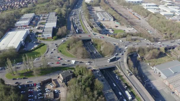 Aerial Footage Large Section Commuter Motorway Highway Busy Congestion Traffic — Stock Video