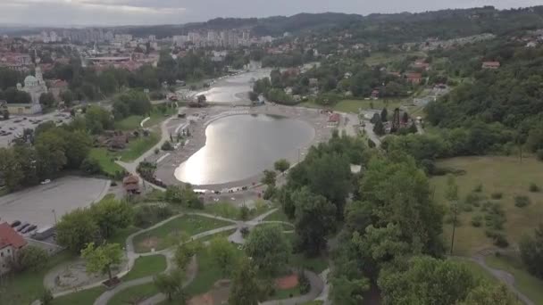 Aerial View Lakes Tuzla Bosnia Herzegovina — ストック動画