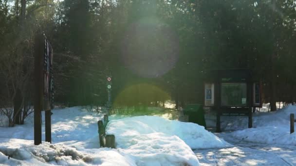 Rising Shot Signs Park Winter Ottawa Ontario — Video Stock