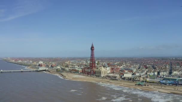 Stunning Aerial View Footage Blackpool Tower Sea Award Winning Blackpool — Stock video