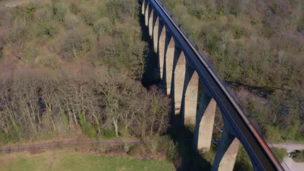 Beautiful Narrow Boat Canal Route Called Pontcysyllte Aqueduct Famously Designed — ストック動画