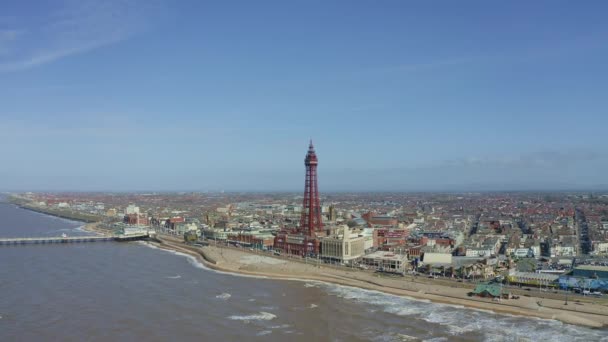 Stunning Aerial View Footage Blackpool Tower Sea Award Winning Blackpool — Vídeo de Stock