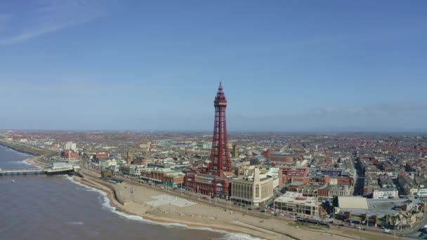 Stunning Aerial View Footage Blackpool Tower Sea Award Winning Blackpool — Stock Video