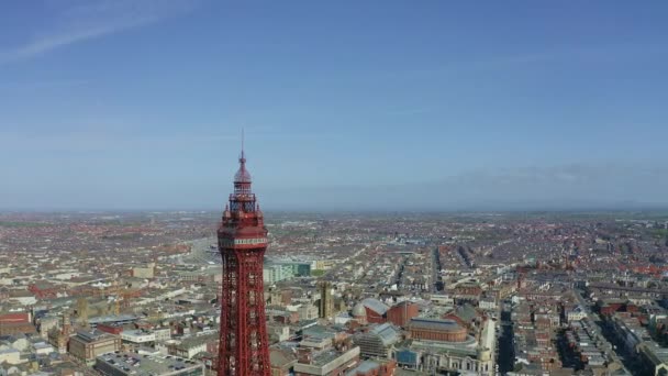 Stunning Aerial View Footage Blackpool Tower Sea Award Winning Blackpool — Stok video