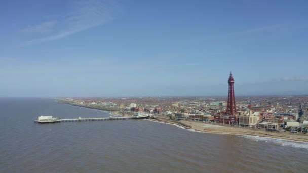 Stunning Aerial View Footage Blackpool Tower Sea Award Winning Blackpool — Vídeo de stock