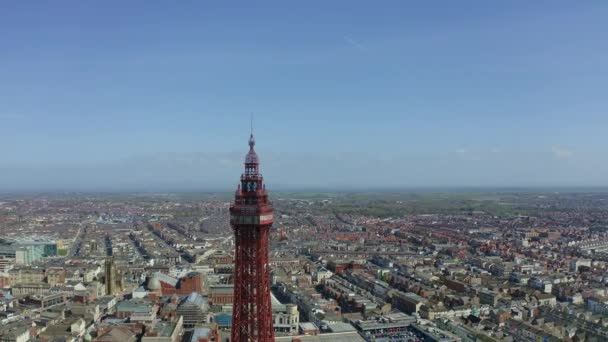 Stunning Aerial View Footage Blackpool Tower Sea Award Winning Blackpool — Stock Video