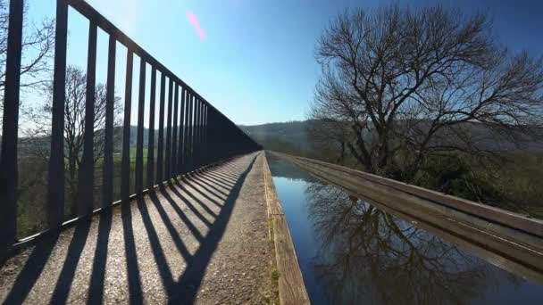 Famous Llangollen Canal Waterway Route Pontcysyllte Aqueduct Famously Designed Thomas — Vídeos de Stock