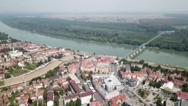 Вид Воздуха Район Брчко Босния Герцеговина — стоковое видео