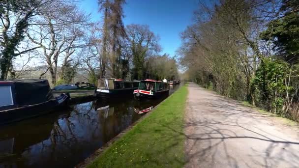 Time Lapse Camera Capturing Footage Photo Famous Llangollen Canal Route — Stockvideo