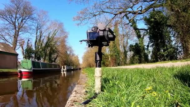 Time Lapse Camera Capturing Footage Photo Famous Llangollen Canal Route — Stok video