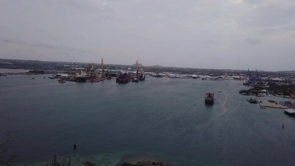 Sint Anna Bay View Harber Looking Docks Ships Repair Looking — Vídeo de stock