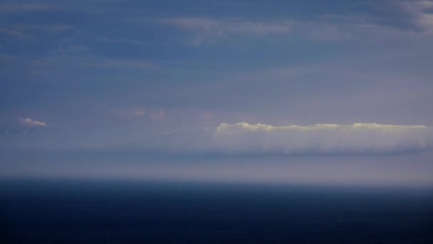 Time Lapse Wide Establishing Shot Shots Rolling Storm Clouds Ocean — Stok Video