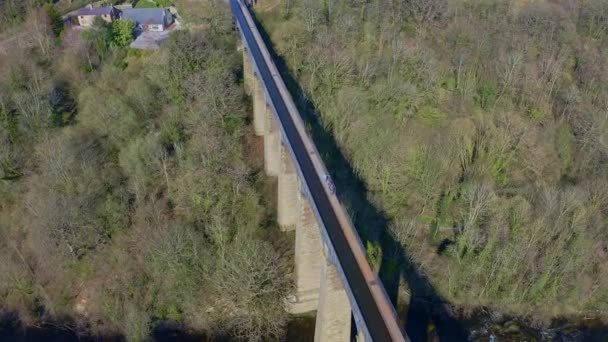 Stunning Viaduct Bridge Beautiful Welsh Location Pontcysyllte Aqueduct Famous Llangollen — Stok video
