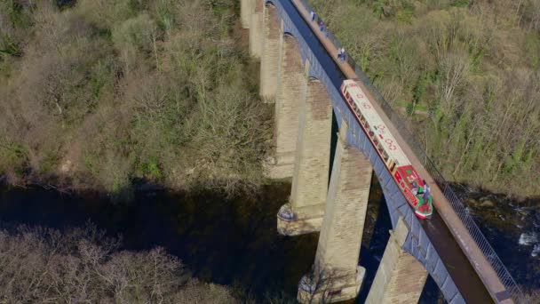 Stunning Viaduct Bridge Beautiful Welsh Location Pontcysyllte Aqueduct Famous Llangollen — 비디오