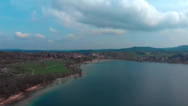 Aerial View Gmund Next Tegernsee Beautiful Spring Day — ストック動画