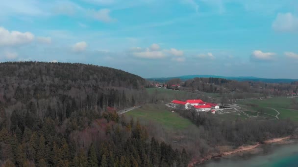 Slow Aerial Pan Showing Gut Kaltenbrunn Gmund Tegernsee — Video Stock