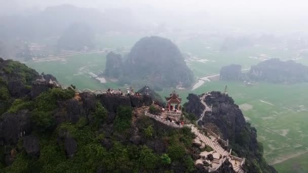 Aerial Dragon Temple Hang Mua Tam Coc Ninh Binh Cambodia — Stock video