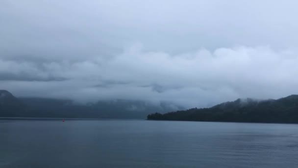 Motionlapse Islands Boats Rainy Day South Chile — Stockvideo