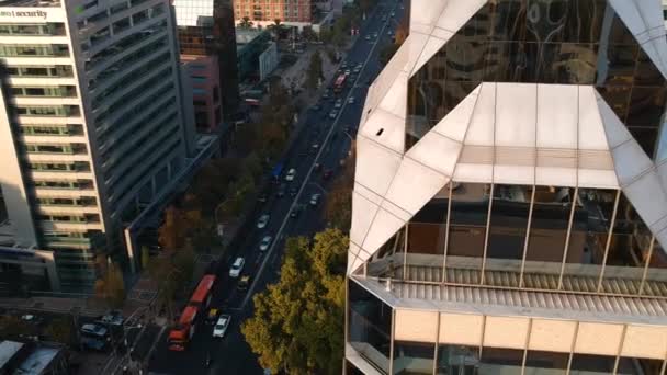 Aerial Drone Shot Avenue Next Art Deco Building — Video