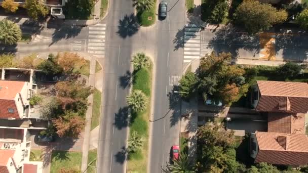 Ascending Aerial Drone Shot Road Residential Area — Vídeos de Stock