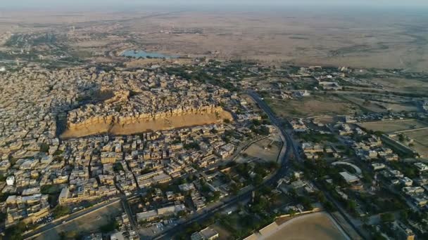 Панорамная Съемка Jaisalmer Города Дневное Время Full — стоковое видео