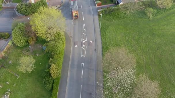 Bin Lorry Refuse Collection Vehicle Makes Way Road Men Load — Wideo stockowe