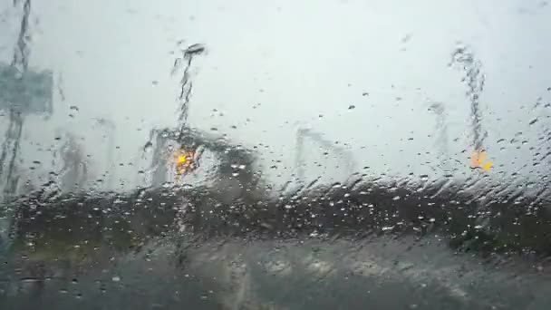 Pluie Sur Autoroute Forte Pluie Sur Pare Brise Pare Brise — Video