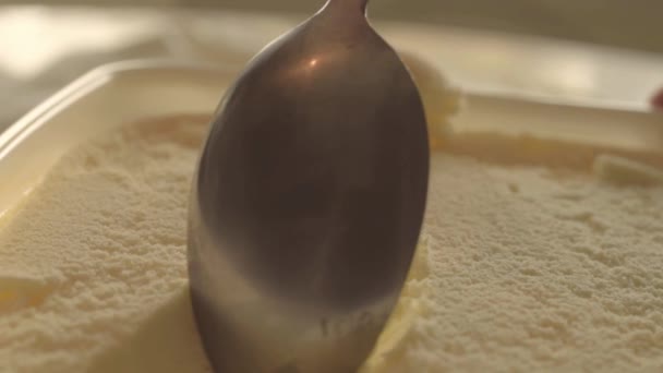 Helping Vanilla Ice Cream — Stockvideo