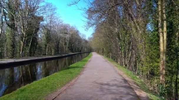 Walking Path Famous Pontcysyllte Aqueduct Llangollen Canal Route Beautiful Welsh — Stockvideo