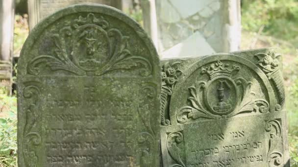 Grave Stones Jewish Women Who Died Young Symbolised Broken Candle — Vídeo de stock