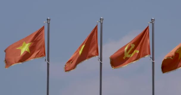 Wideo Flagami Narodowymi Wietnamu Flagą Komunistycznej Partii Wietnamu Lub Cpv — Wideo stockowe