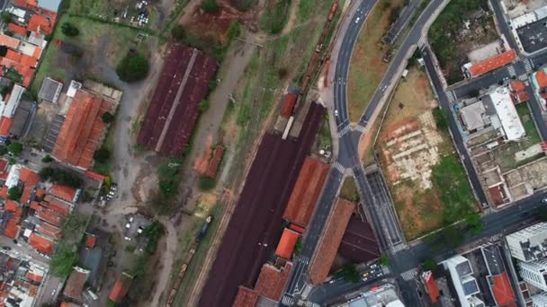 Aerial Footage Old Abandoned Train Station City Campinas Brazil — Stockvideo