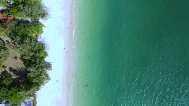 Aerial Vertical Shot Turquoise Sea Railay Beach Nang Krabi Thailand — Stock videók