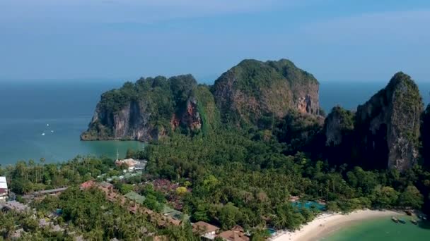Beautiful Aerial Reveal Railay Beach Nang Krabi Thailand — ストック動画