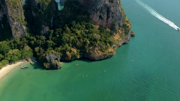 Повітряний Постріл Вапнякової Карсти Railay Beach Nang Krabi Thailand — стокове відео