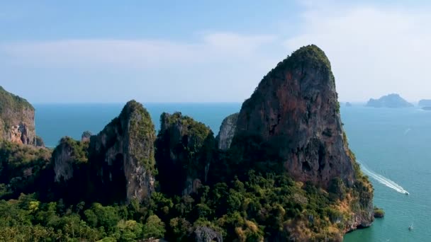 Hermoso Paisaje Aéreo Railay Beach Nang Krabi Tailandia — Vídeo de stock