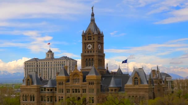 Beautiful View Old Salt Lake City Courthouse Beautiful Spring Afternoon — Vídeo de stock