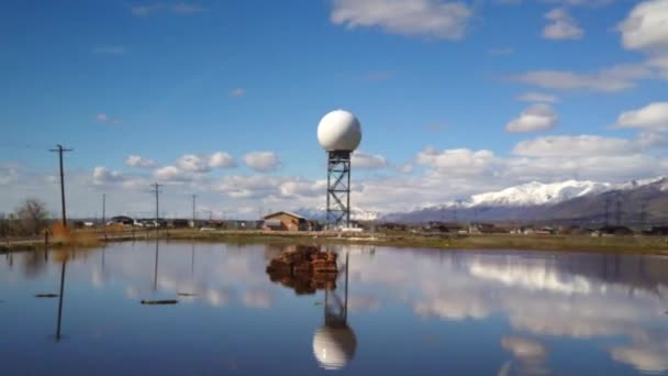 Hyper Lapse Driving Close Radar Tower Middle Country — Vídeo de Stock