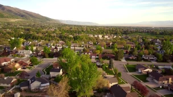 Floating Drone Shot Main Road Suburbs Part Utah — Video Stock