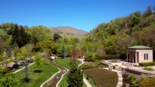 Eine Drohnenaufnahme Des Schönen Memory Grove Parks Salt Lake City — Stockvideo