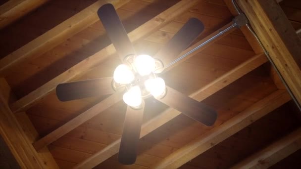 Static Spinning Camera View Ceiling Fan — Stock Video