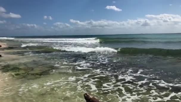 Fale Morza Plaży Słoneczny Dzień — Wideo stockowe