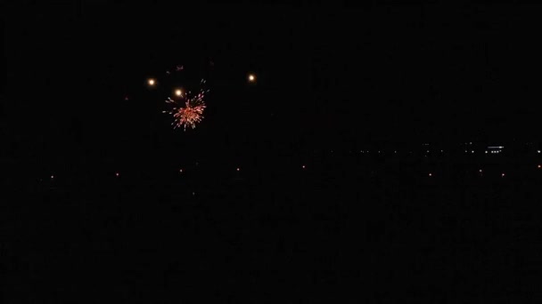 Luftaufnahme Von Feuerwerk Der Nacht — Stockvideo