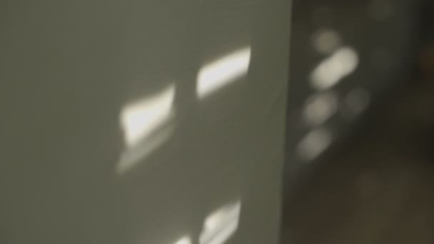 Electric Window Shutters Being Opened Moving Shadows Wall — Wideo stockowe